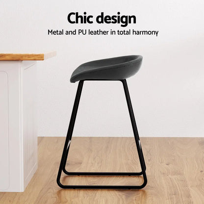 2x Bar Stools Kitchen Dining Chairs Counter Stool Pu Leather Metal