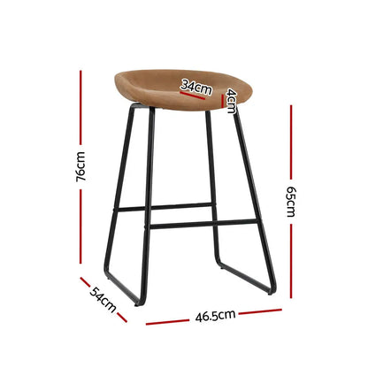 2x Bar Stools Kitchen Dining Chairs Counter Stool Pu Leather Metal Brown