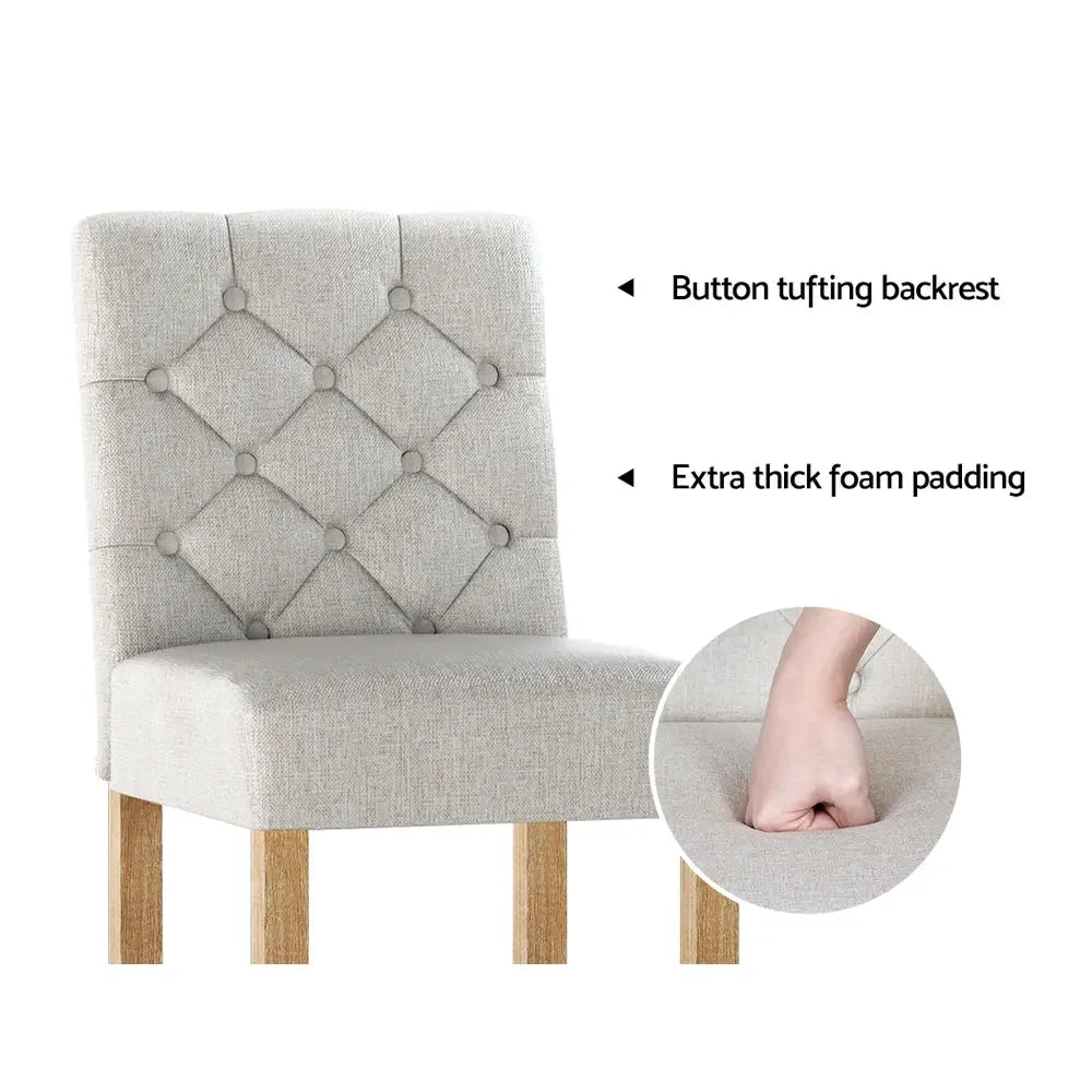 2x Bar Stools Linen Upholstered Chairs