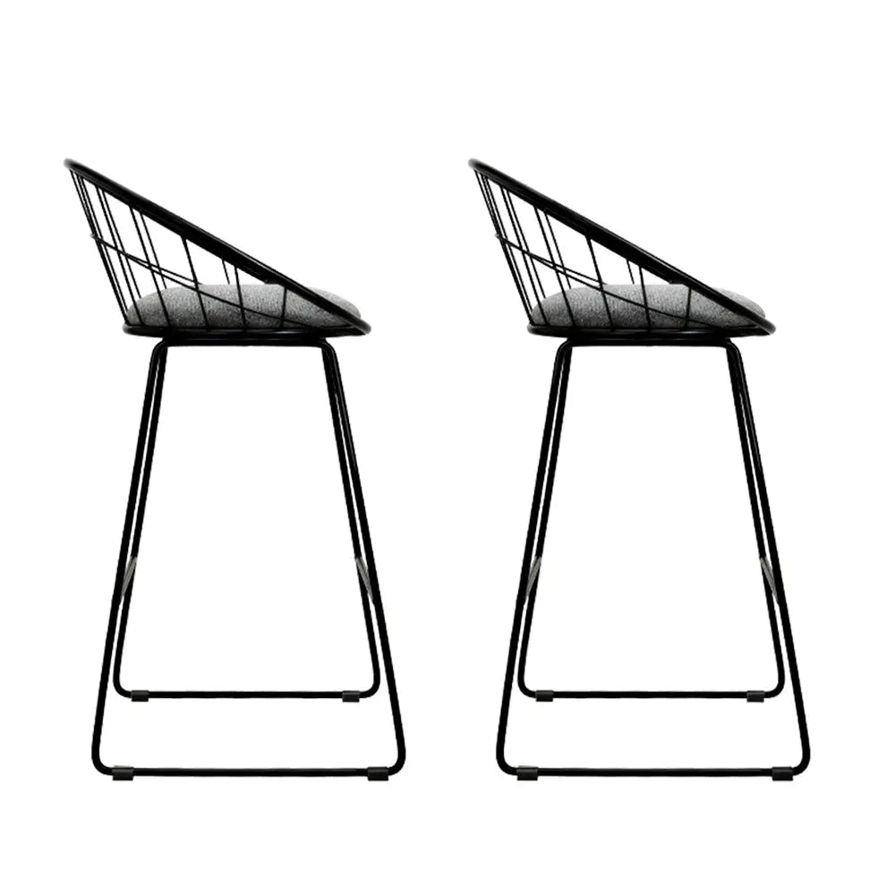2x Bar Stools Padded Seat Metal