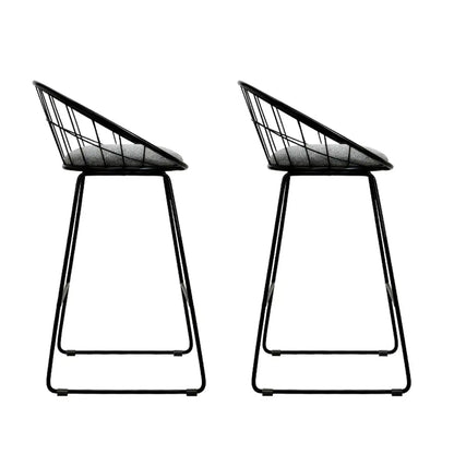 2x Bar Stools Padded Seat Metal
