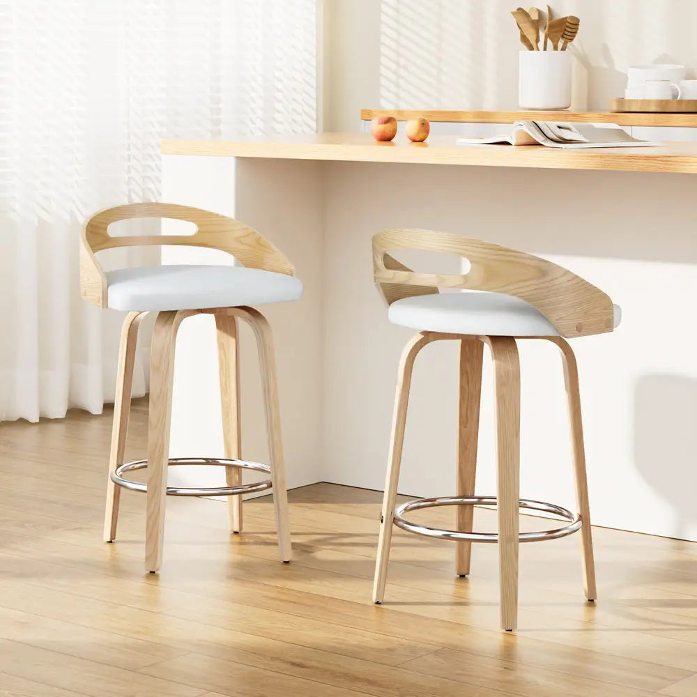2x Bar Stools Swivel Dining Chairs Low Back Counter Seat Pu Cushion