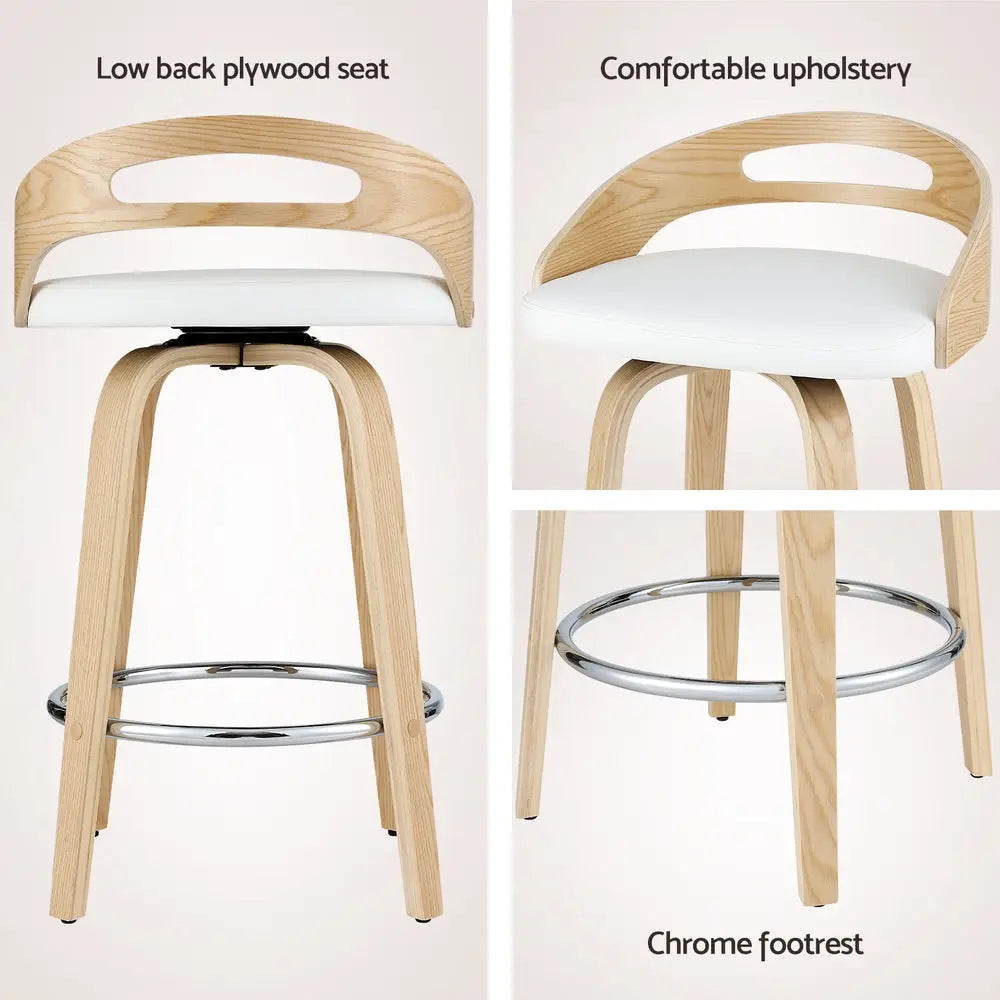 2x Bar Stools Swivel Dining Chairs Low Back Counter Seat Pu Cushion