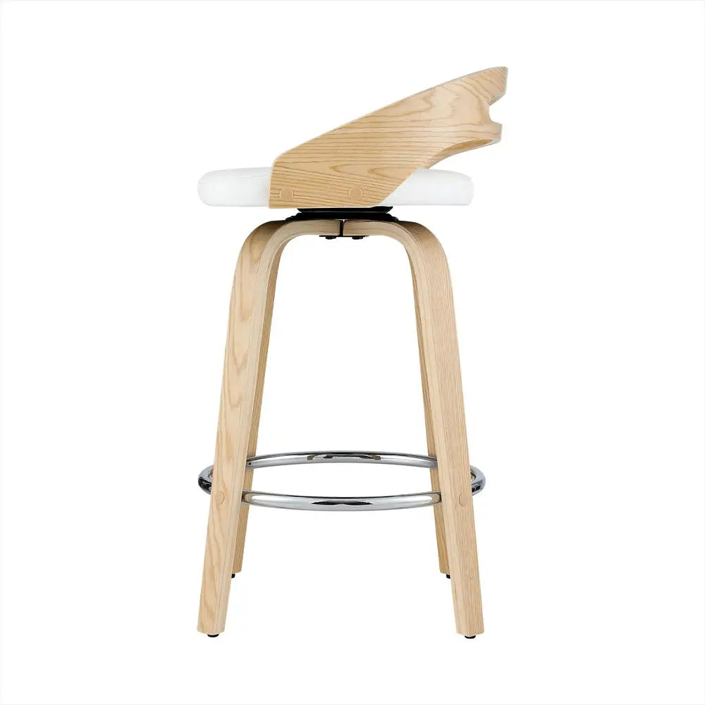 2x Bar Stools Swivel Dining Chairs Low Back Counter Seat Pu Cushion