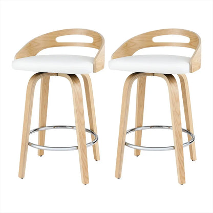 2x Bar Stools Swivel Dining Chairs Low Back Counter Seat Pu Cushion