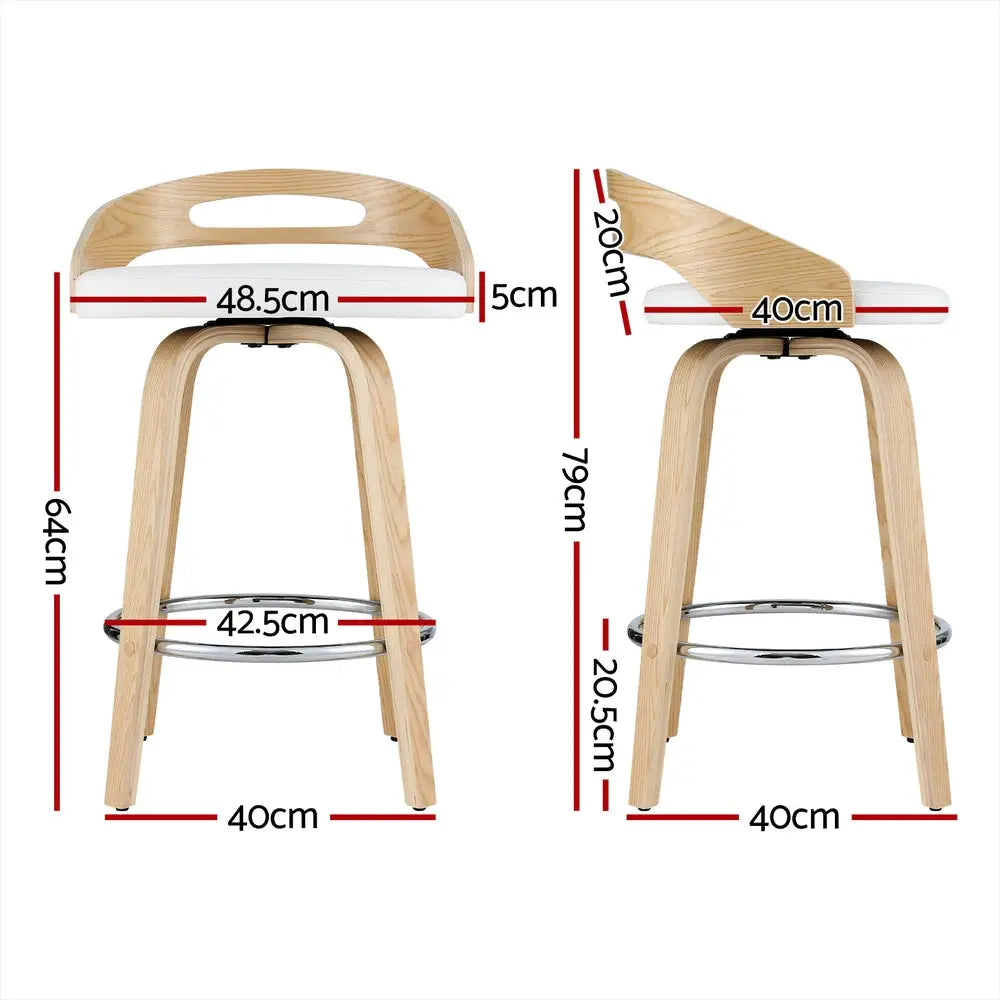 2x Bar Stools Swivel Dining Chairs Low Back Counter Seat Pu Cushion