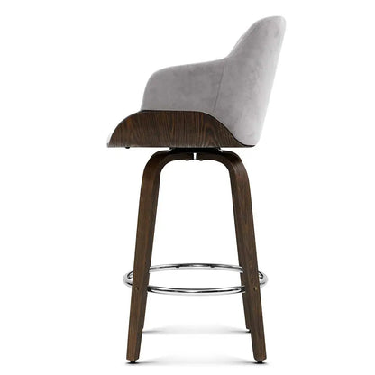 2x Bar Stools Swivel Velvet Padded Wooden