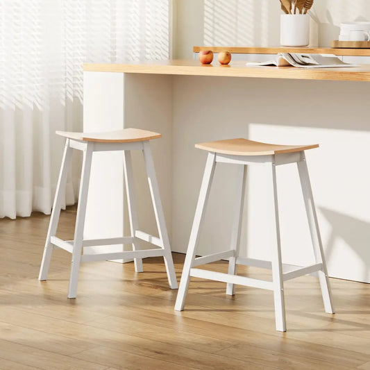 2x Bar Stools Wooden Chairs Oak