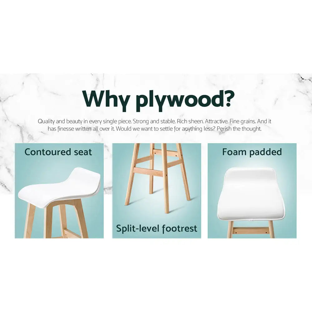 2x Bar Stools Wooden Stool White