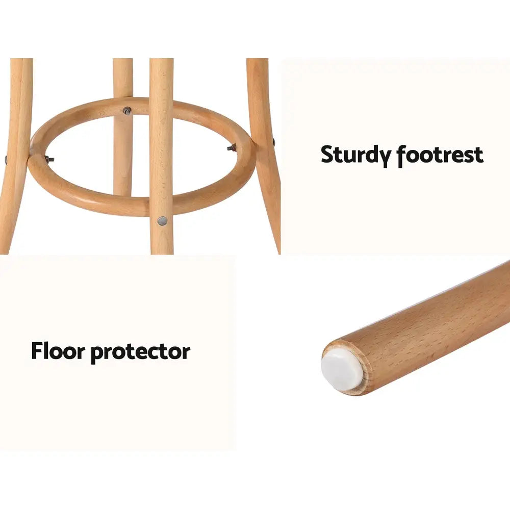 2x Bar Stoosl Rattan Seat Wooden