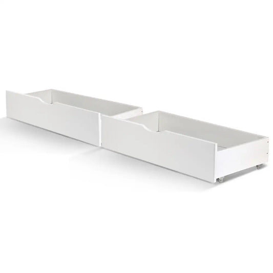 2x Bed Frame Storage Drawers Trundle White
