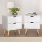 2x Bedside Table 2 Drawers - Boden White