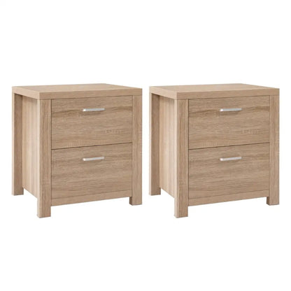 2x Bedside Table 2 Drawers - Maxi Pine