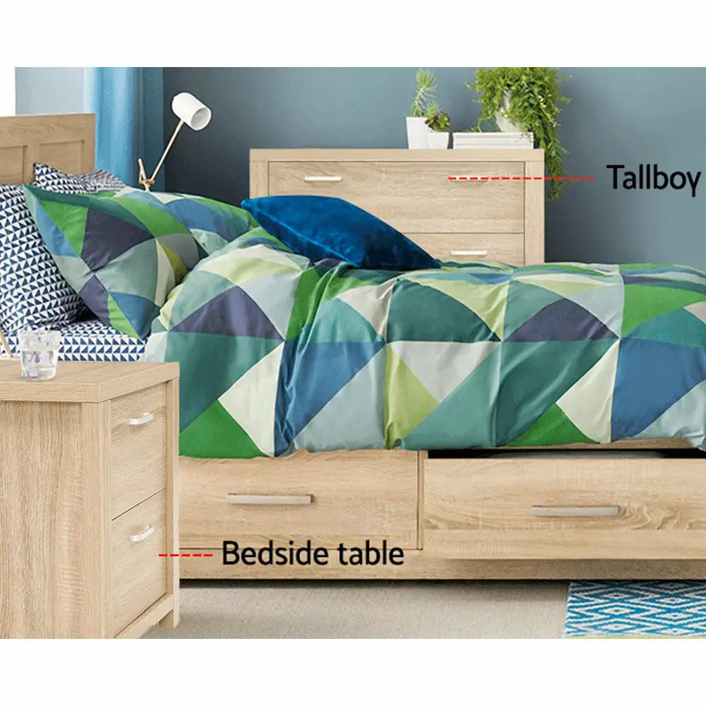 2x Bedside Table 2 Drawers - Maxi Pine