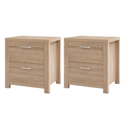 2x Bedside Table 2 Drawers - Maxi Pine
