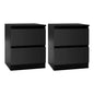 2x Bedside Table 2 Drawers - Pepe Black