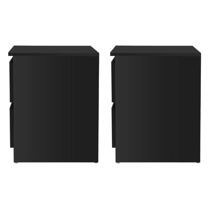 2x Bedside Table 2 Drawers - Pepe Black