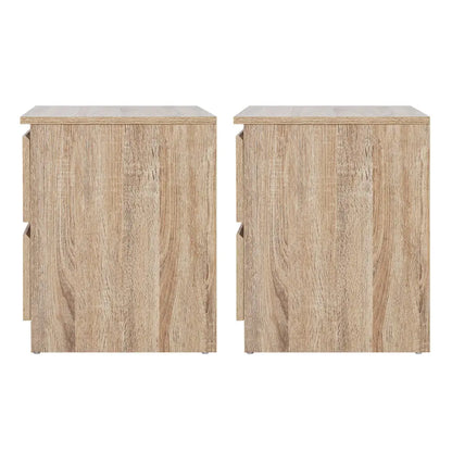 2x Bedside Table 2 Drawers - Pepe Oak