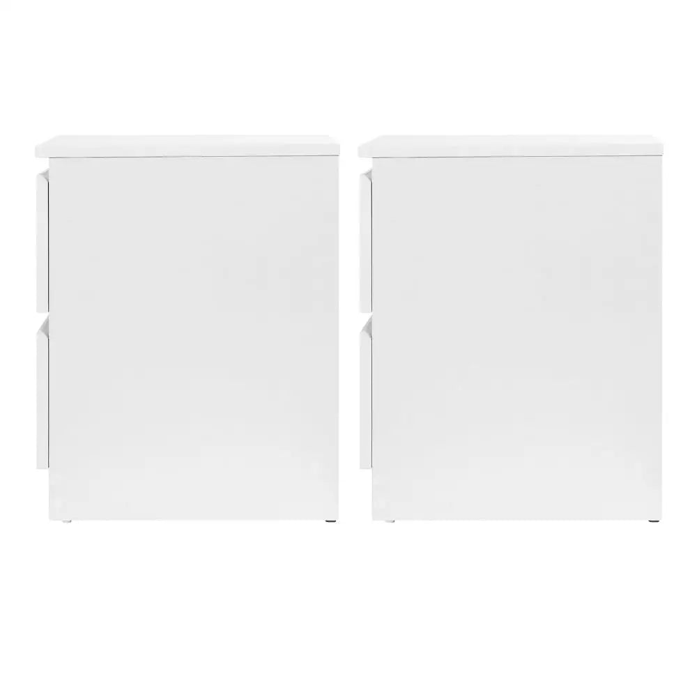 2x Bedside Table 2 Drawers - Pepe White