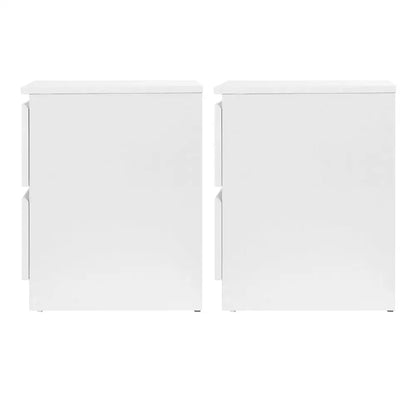 2x Bedside Table 2 Drawers - Pepe White