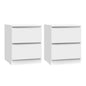 2x Bedside Table 2 Drawers - Pepe White