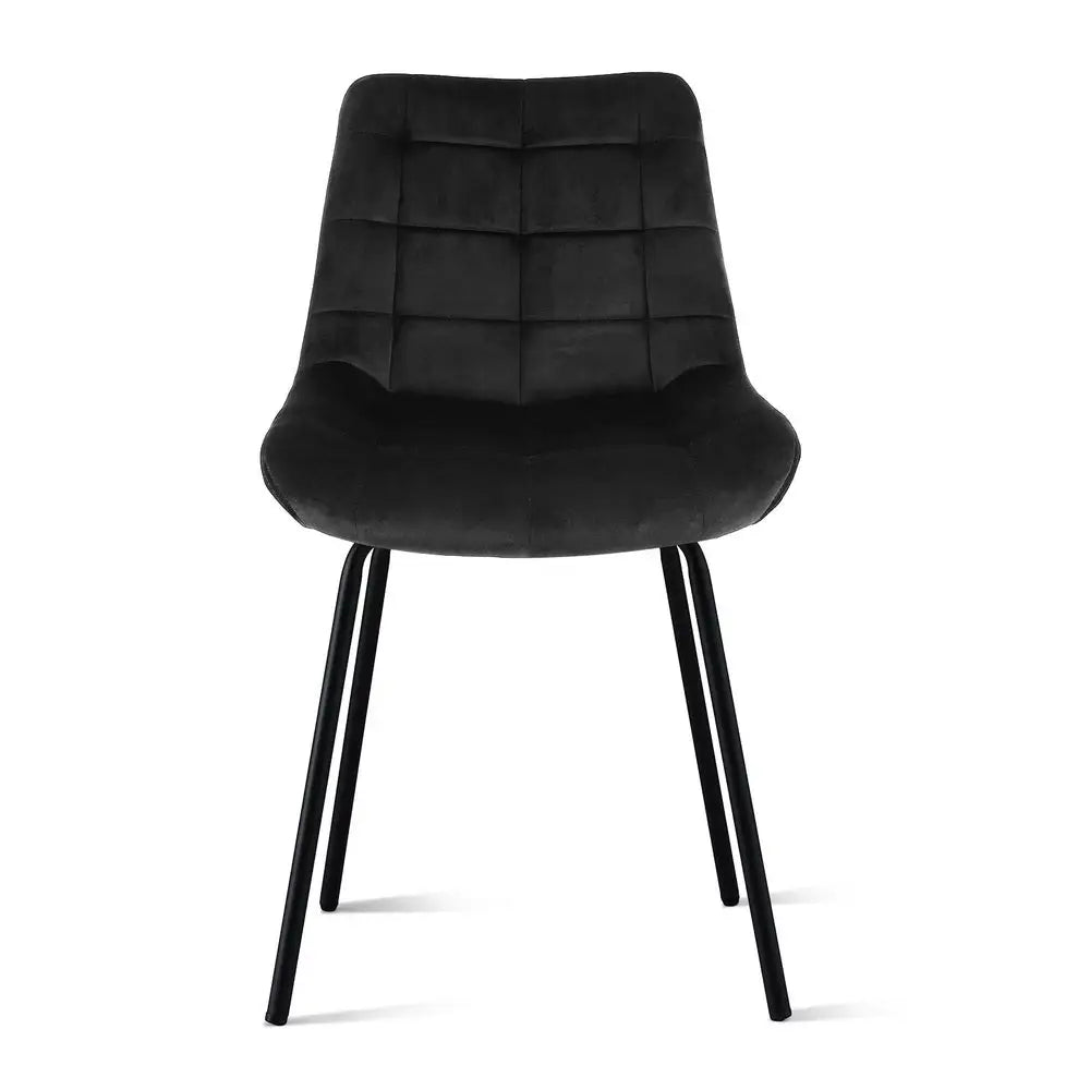 2x Dining Chairs Velvet Tufted Kitchen Lounge Cafe Accent Chair Black