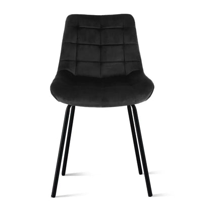 2x Dining Chairs Velvet Tufted Kitchen Lounge Cafe Accent Chair Black