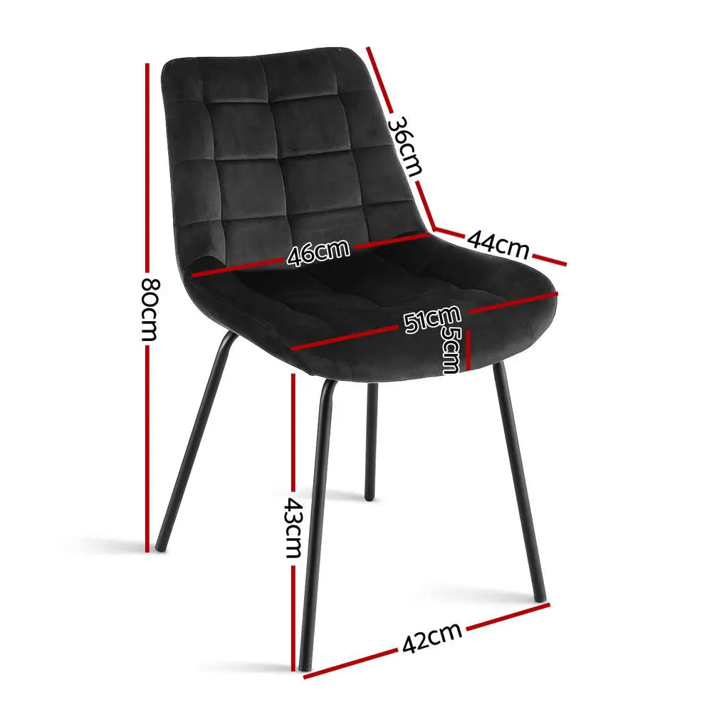 2x Dining Chairs Velvet Tufted Kitchen Lounge Cafe Accent Chair Black