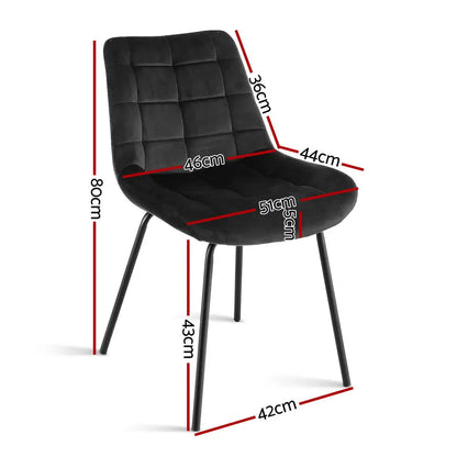 2x Dining Chairs Velvet Tufted Kitchen Lounge Cafe Accent Chair Black