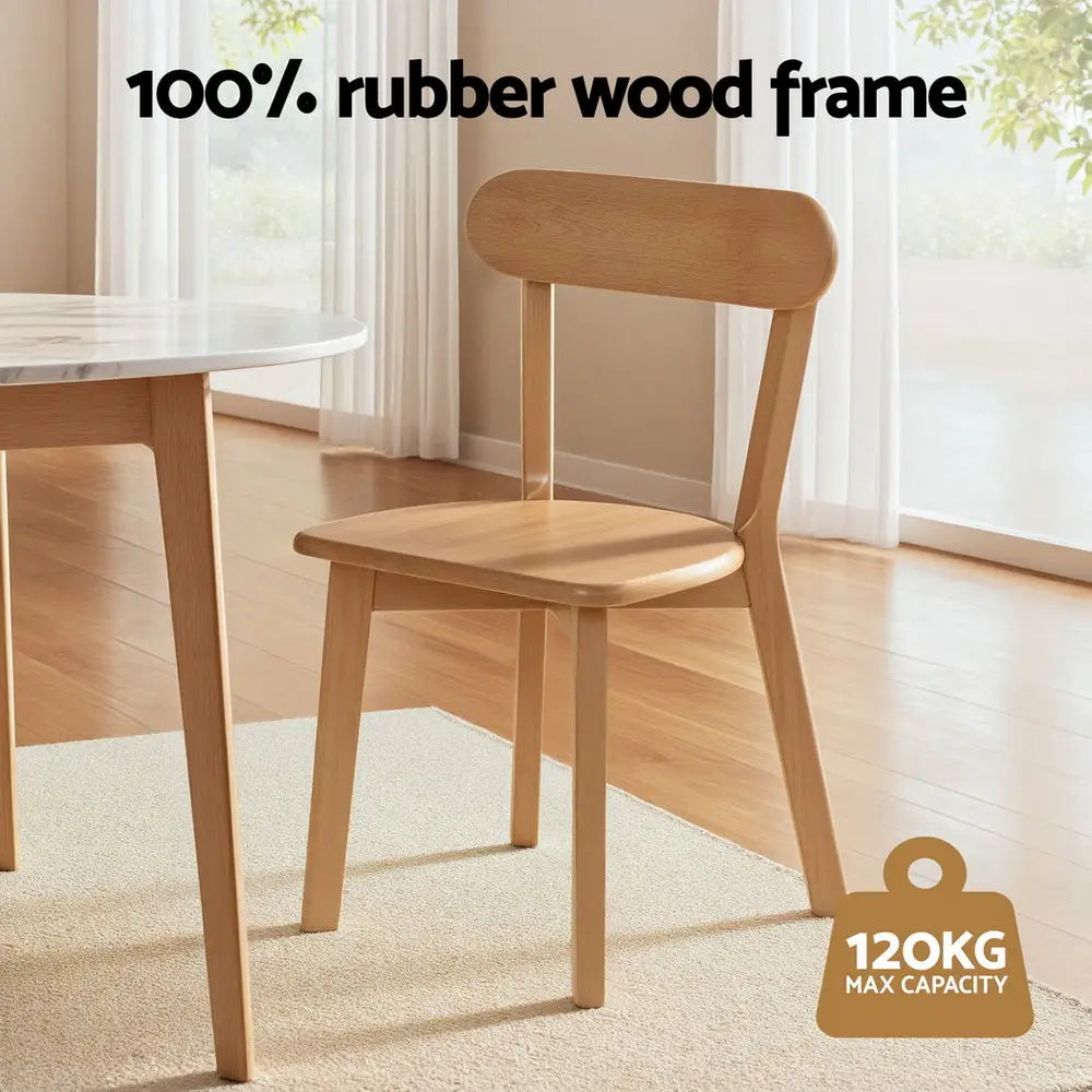 2x Dining Chairs Wooden Kitchen Accent Chair Cafe Lounge Rubber Wood