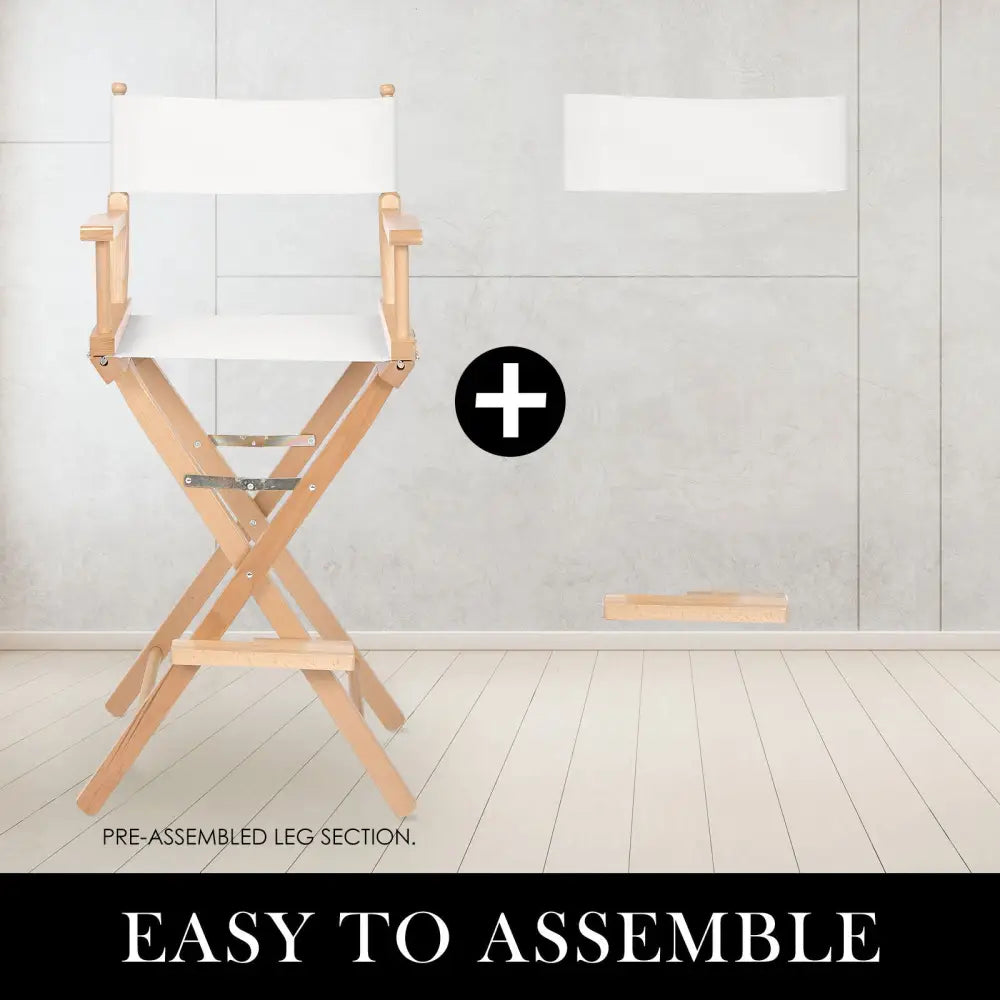 2x Director Movie Folding Tall Chair 76cm Beech Wood Humor