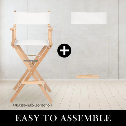 2x Director Movie Folding Tall Chair 76cm Beech Wood Humor