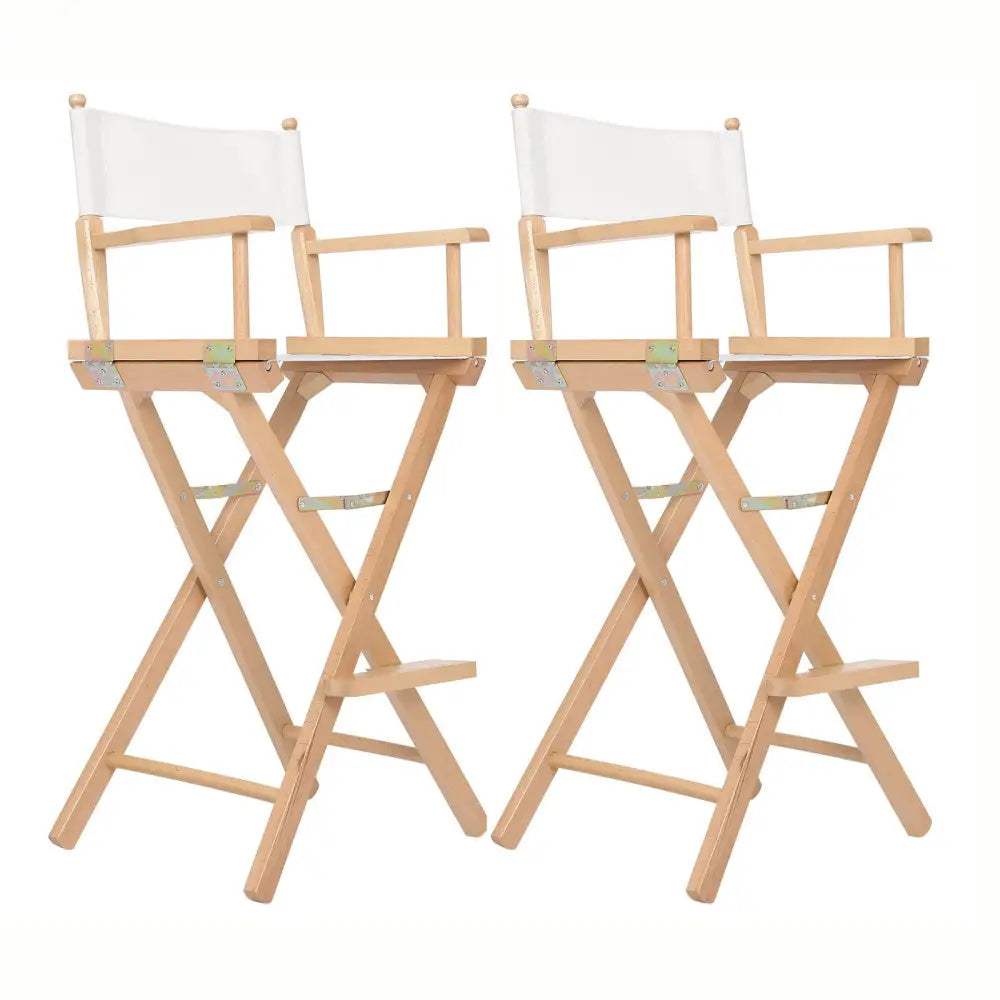 2x Director Movie Folding Tall Chair 76cm Beech Wood Humor