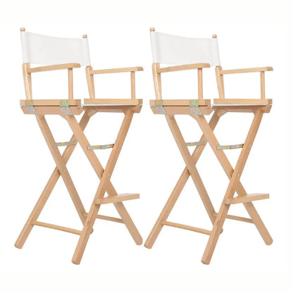 2x Director Movie Folding Tall Chair 76cm Beech Wood Humor