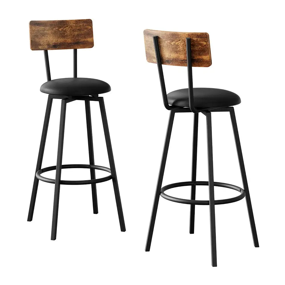 2x Industrial Bar Stools Upholstered Counter Chairs Steel Frame Anti-scratch