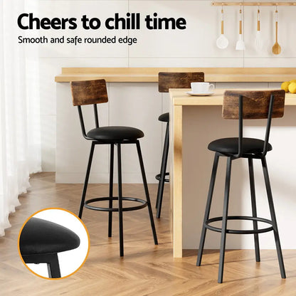 2x Industrial Bar Stools Upholstered Counter Chairs Steel Frame Anti-scratch
