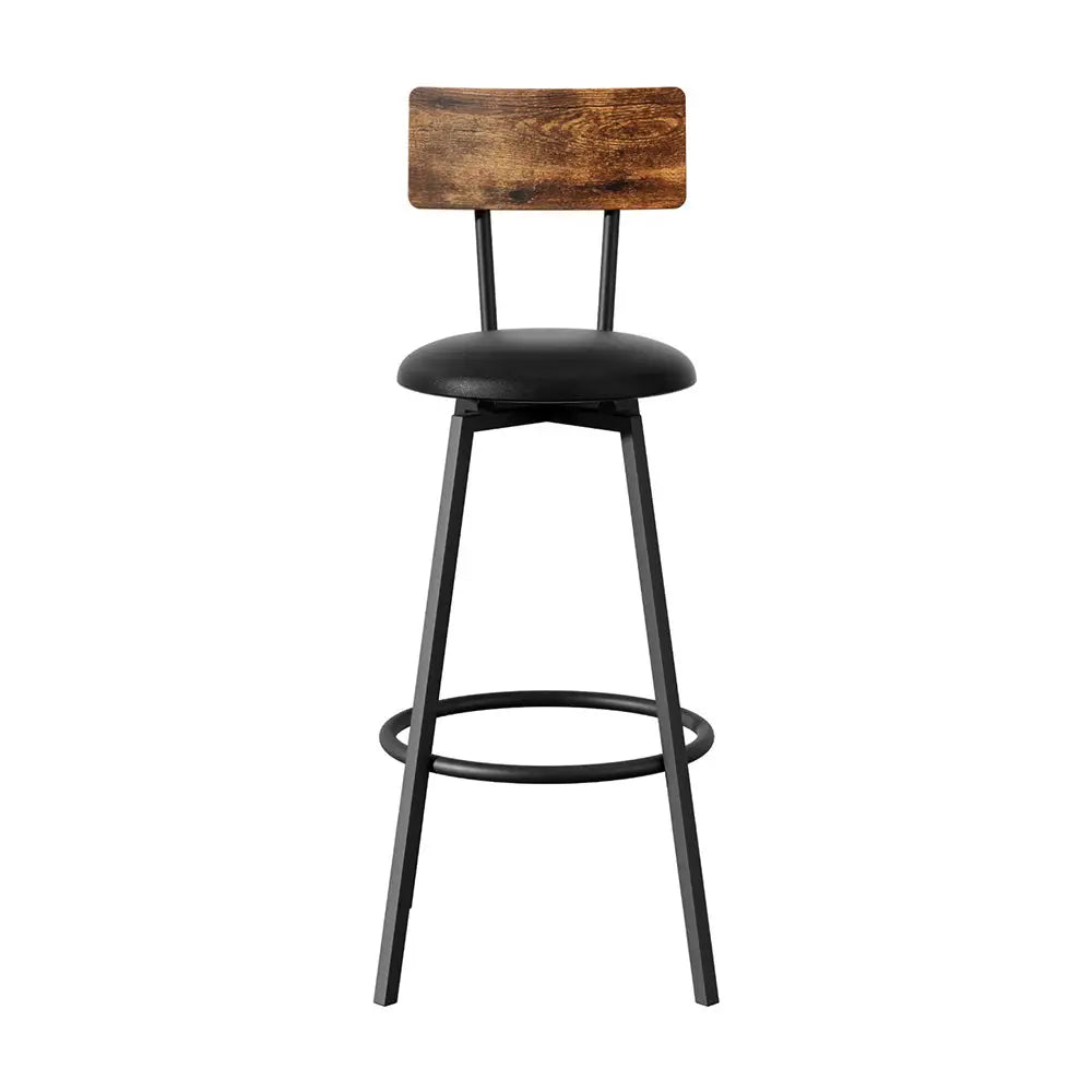 2x Industrial Bar Stools Upholstered Counter Chairs Steel Frame Anti-scratch