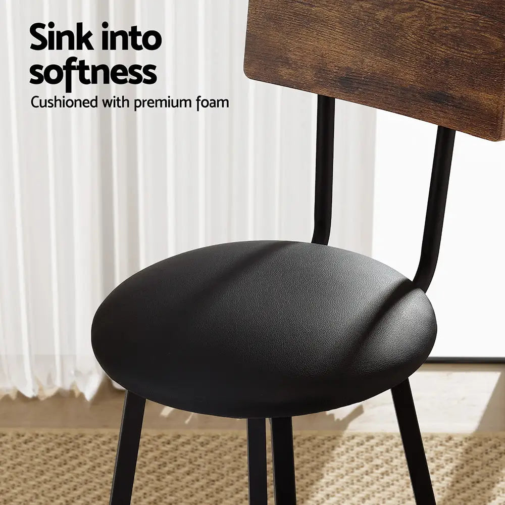 2x Industrial Bar Stools Upholstered Counter Chairs Steel Frame Anti-scratch