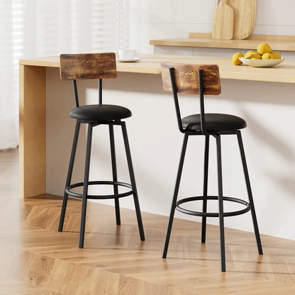 2x Industrial Bar Stools Upholstered Counter Chairs Steel Frame Anti-scratch