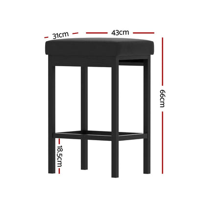 2x Metal Bar Stools Pu Seat Dining Counter Chairs