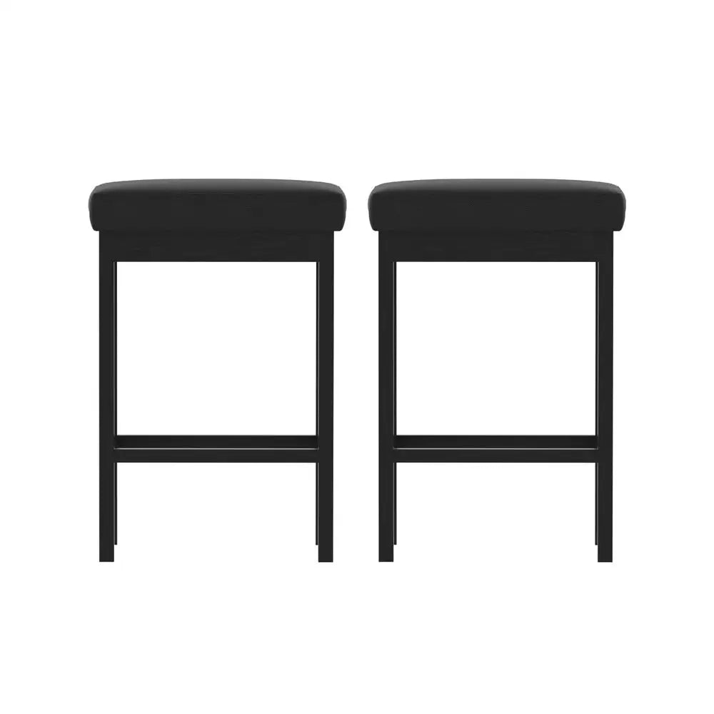 2x Metal Bar Stools Pu Seat Dining Counter Chairs