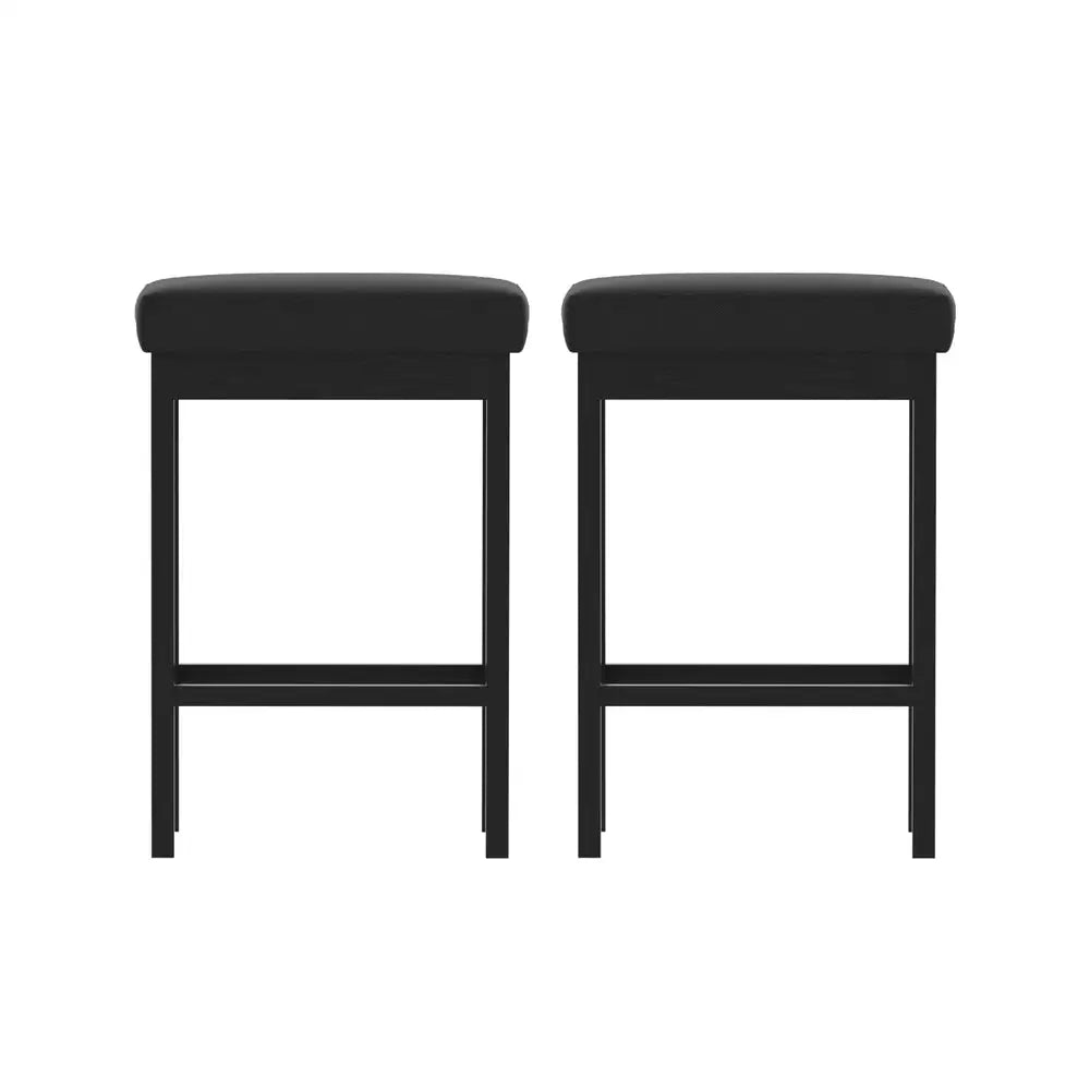 2x Metal Bar Stools Pu Seat Dining Counter Chairs