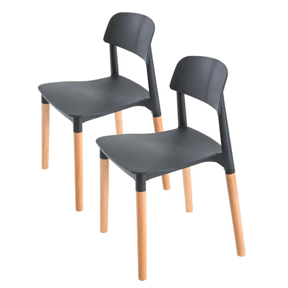 2x Retro Belloch Stackable Dining Cafe Chair Black