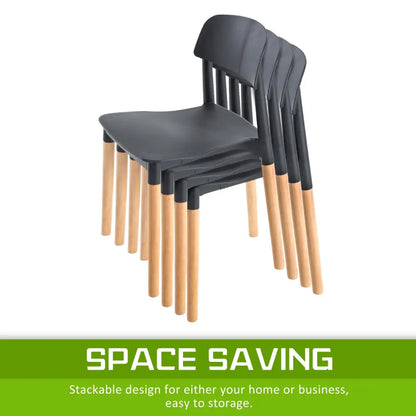 2x Retro Belloch Stackable Dining Cafe Chair Black