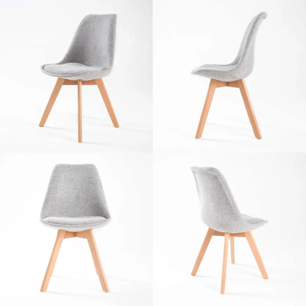 2x Retro Dining Cafe Chair Padded Seat Grey