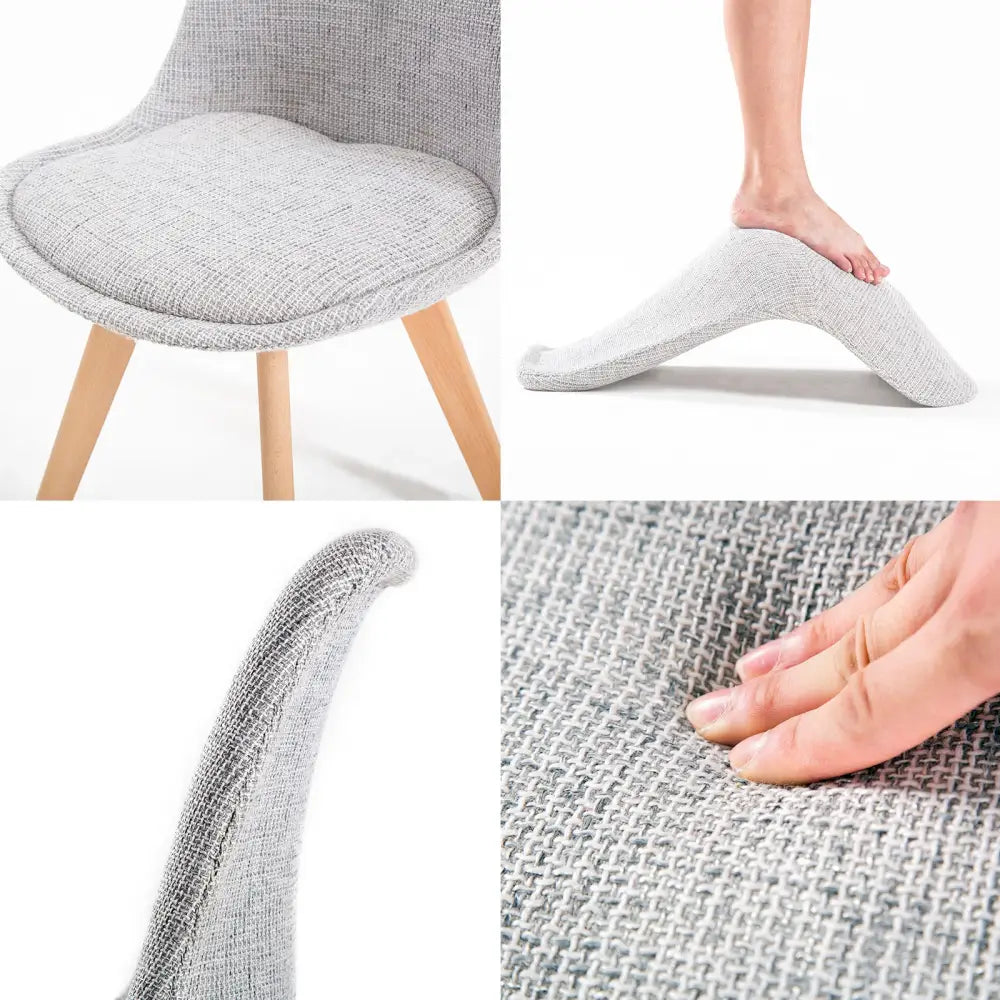 2x Retro Dining Cafe Chair Padded Seat Grey
