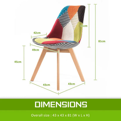 2x Retro Dining Cafe Chair Padded Seat Multi Colour