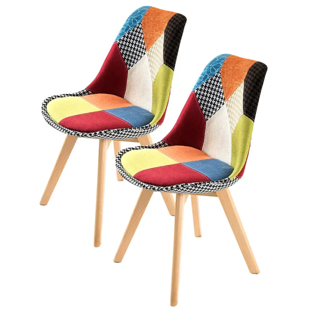 2x Retro Dining Cafe Chair Padded Seat Multi Colour