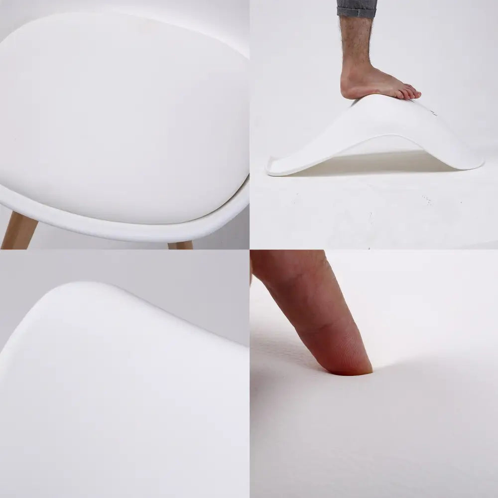 2x Retro Dining Cafe Chair Padded Seat White
