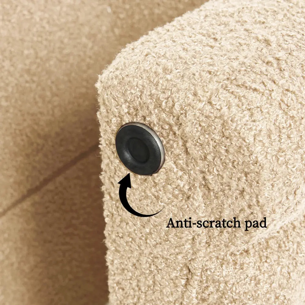 2x Ridge Arch Ottoman Stool Teddy Fleece Fabric Foot Rest 45cm Beige